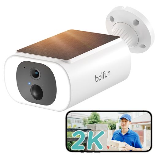 監視 【100%ワイヤレス·セットアップ簡単·ソーラーパネル一体型·省エネ】BOIFUN屋外防犯カメラは一体化設計を採用し、WIFI接続をサポートしているため、設置プロセスが簡素化され、配線や複雑な電気接続が不要になり、柔軟な設置が可能になります。従来の別機器に比べ時間と手間が省け、電気工事士に作業を依頼することなく初心者でも設置を完了できます。わずか10分で設置も可能!このデバイスは、5000mAhのバッテリーと単結晶シリコンソーラーパネルを使用しており、太陽光をより効率的に電気に変換できます。通常の太陽光パネルに比べ、変換効率が20%以上向上します。日当たりの良い場所で自動的に充電され、外部電源を必要としないため、省エネで環境にも優しいです。同時に、メンテナンスコストと電気代も削減されます。太陽光がある限り、カメラに途切れることのない電力サポートを提供し、365日間の全天候型監視を保証します。初めて使用するときは、電源アダプタで防犯カメラを充電してください。その後は太陽エネルギーを利用して継続的に作業することができます。