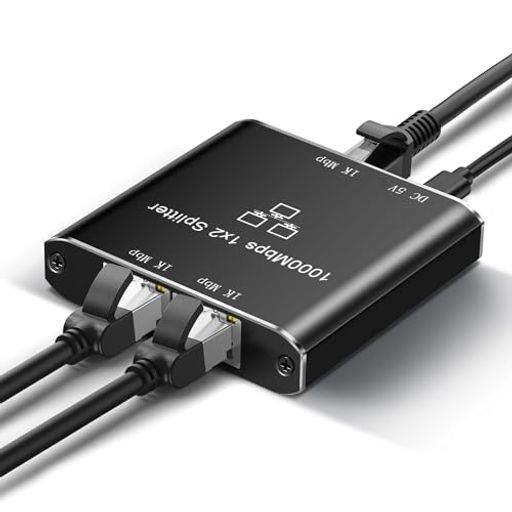 Rakuten - LANハブ1入力2出力LAN分配器RJ45高速1000Mbpsスイッチングハブ3ポートLANケーブル分岐二股Cat5/Cat5e/Cat6/Cat7/Cat8対応ネットワーク拡張有線LAN中継器2台同時使用LANケーブル付属