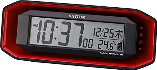 Brown - リズム(RHYTHM)電波時計目覚まし時計大音量電子音アラームデジタルレッド7.2x18.3x6.4cm8RZ220SR01