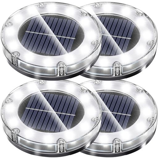 NFESOLAR LEDガーデンライト ソーラーライト 防水 光センサー おしゃれ 屋外 庭 ライトアップ 外構 エントランス 置き型 埋め込み式ホワイト (4個セット)