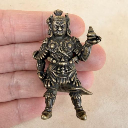 四天王像 多聞天 開運七福神 毘沙門天 真鍮 ミニチュア仏像 置物 古美色 (全高約47mm(毘沙門天立像))