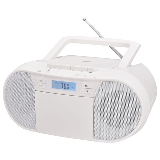 【 特 長 】 ◆ ラジオ・CD・カセットテープを楽しむ ◆ ラジオとCDのカセット録音ができる ◆ Bluetooth Ver.6.0、高速・低遅延・省電力を実現、情報処理がスムーズで高品質 ◆ マイク内蔵、ボタンひとつでどこでも音声の録音再生が簡単に楽しめる ◆ FM/ワイドFM対応、AM放送の番組をFM放送用の周波数に変換して放送が聴ける ◆ 最大出力4.5Wx2、76mmスピーカーで迫力ある高音質の音楽を楽しめる ◆ 2電源対応、ACと乾電池両方に対応、外出時にも安心 ◆ 懐かしのアナログ音源ならではの温かいサウンドで楽しめる ◆ スマートフォン対応、簡単に接続し音楽や動画の音源を楽しめる ◆ ラジオ、FM/ワイドFM対応、ステレオ音声で楽しめる(20局まで記録可) ◆ CD(レジューム機能搭載)、ロスレス音源(非圧縮)として、より鮮明で立体的に再生 ◆ ヘッドホン出力端子付き、周囲を気にせず、生活音を遮断し音楽のみに集中できる ◆ 外部音声入力端子付き、外部音声を入力端子に接続すればスピーカーとしても使用可能 ◆ ヘッドホン出力端子付き ◆ 持ち運びやすいキャリーハンドル付き