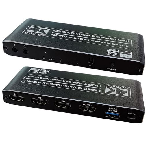 【4K60Hz高解像度・HDR対応】:本製品はHDMI2.0およびHDCP2.2準拠の高性能HDMI切替器・キャプチャーデバイスです。入力・出力ともに4K@60HzとHDR映像に対応し、美しい色彩と滑らかな映像をそのまま表示可能。一般的なUSBキャプチャーデバイスが1080P止まりなのに対し、パススルー出力は4K60Hz対応で、高画質を維持しながら同時配信が可能です。 【ワンタッチ切替・配線不要】:3入力2出力構成+USB3.0搭載により、複数のゲーム機や映像ソースを1台で管理可能。前面の切替ボタンを押すだけで簡単に信号源を切り替えられ、ケーブルの抜き差し不要。また、3.5mmイヤホン&amp;マイク端子も搭載しており、配信中の音声入出力も柔軟に対応します。 【ドライバ不要で即使用】:ドライバやソフトのインストール不要で、USB接続するだけですぐに使えるプラグ&amp;プレイ設計。モニターで4K高画質を確認しつつ、PC側に1080Pで同時キャプチャーできるため、リアルタイムなライブ配信に最適です。