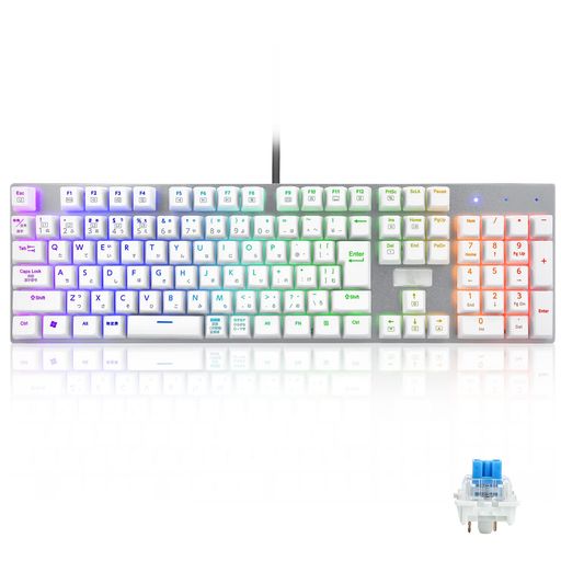 【日本語配列】 e元素 Z-88 ゲーミングキーボード フルサイズ メカニカル 青軸 USB有線 テンキー付き109キー RGBバックライト