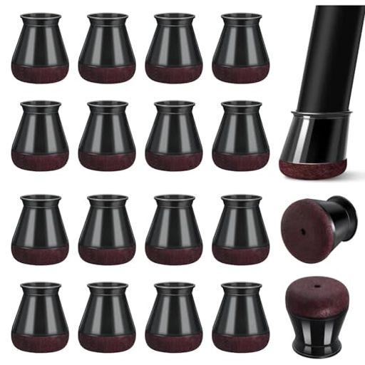 椅子脚カバー椅子の足キャップイス脚カバーシリコン家具足傷防止防音細い丸脚四角脚兼用傾斜した足適用フェルトを巻いて16個入り黒S-14-20mm