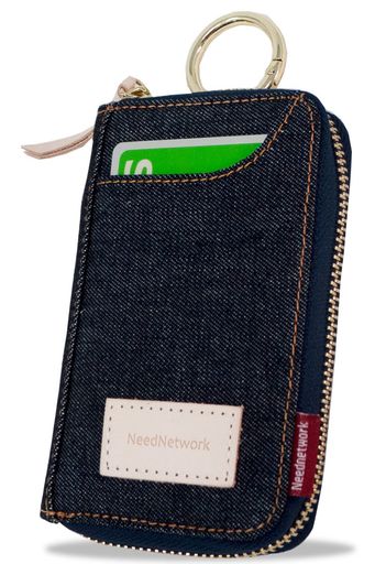 [ニードネットワーク]日本が誇るデニムキーケースメンズスマートキーケースカード大容量メンズキーケース6連外側ポケットカード入れキーリング