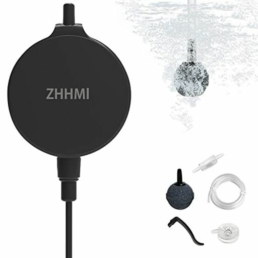 ZHHMl水槽エアーポンプ小型エアーポンプ0.5L/Min空気の排出量空気ポンプ低騒音効率的に水族館水槽の酸素提供可能エアーポンプ3つの固定方法(円形ブラック)