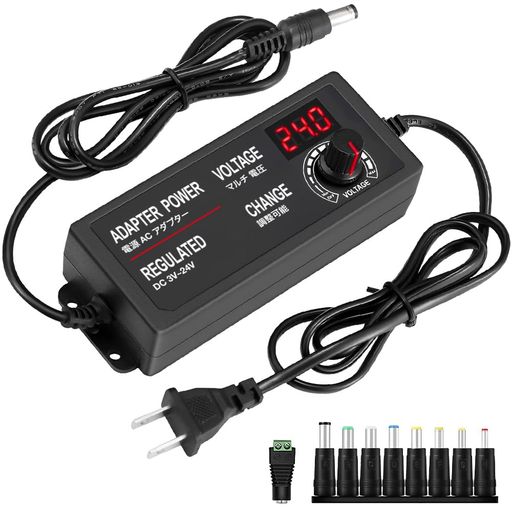 🔋【DC 3~24V調整可能星(塗り潰し)LCDディスプレイ搭載】マルチ電圧ACアダプターは3V〜24Vの範囲で電圧を自由に調整でき、3A MAX の範囲の様々なタイプのデバイスをサポートします。回転ボタンを軽く回すだけで、対応する電圧が LCD ディスプレイに表示されます (3V、4V、4.5V、5V、6V、9V、12V、15V、16V、18V、19V、21V、24Vなど)。1 つのアダプターで複数のデバイスの電源を解決でき、スペースとお金を節約できます。ご注意:デバイスに挿入する前に、正しい電圧を選択してください。誤った電圧はデバイスを破損させる可能性があります。また、電流が3 Aを超えると、アダプタやデバイスが破損する可能性があります。72Wを超えるデバイスとは互換性がありません。2025年11月注記:リチウム電池の充電時、電流が3Aを超える可能性があるため、本製品はリチウム電池の充電には推奨されません。専用充電器のご購入をお勧めします:21V充電器のASIN:B0DZXLSWHB。12V充電器のASIN:B0DJSMLVP4。