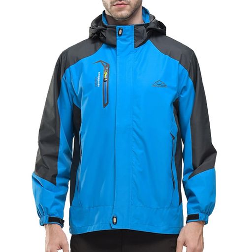 [YSENTO] Men's Mountaineering Wear Windproof Jacket Stand Collar Jacket Water-repellent Breathable Outerwear Walking Hiking Trekking Wear Detachable Hood Outdoor Bike Camping Fishing Casual...