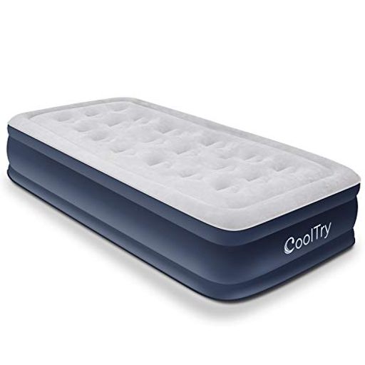 CoolTry電動エアーベッドシングルサイズ耐荷重300kg長さ190x幅99x厚さ38エアーマットレスキャンプ電動ポンプ内蔵高反発極厚膨脹式折り畳み収納袋付き寝具