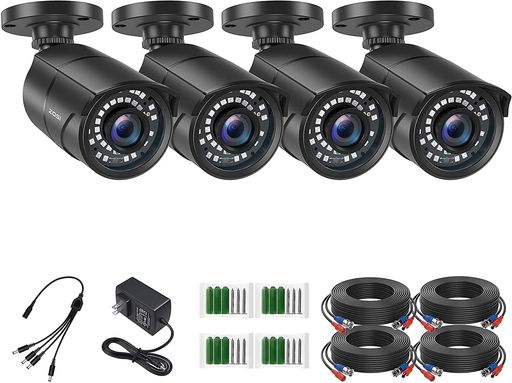 ZOSICCTV防犯カメラ4台セット1080P200万画素フルハイビジョンTVI防犯カメラ36個赤外線搭載暗視機能IP67防水仕様金属製