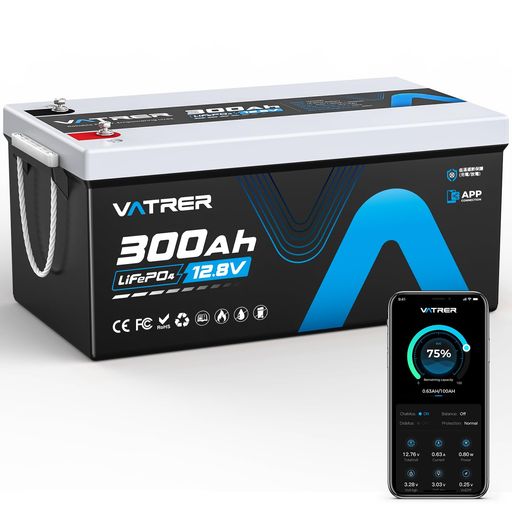 VATRERPOWER12V300AhBluetoothリン酸鉄リチウムイオンバッテリー3840Wh200ABMS内蔵MAX2560Wの負荷電力5..