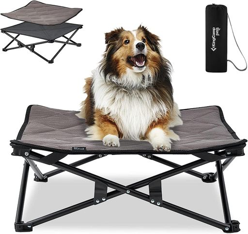 KingCampドッグコット犬用ベッドペットベッドアウトドア折りたたみ洗えるクッション付き地面から離れキャンプ中型犬用M