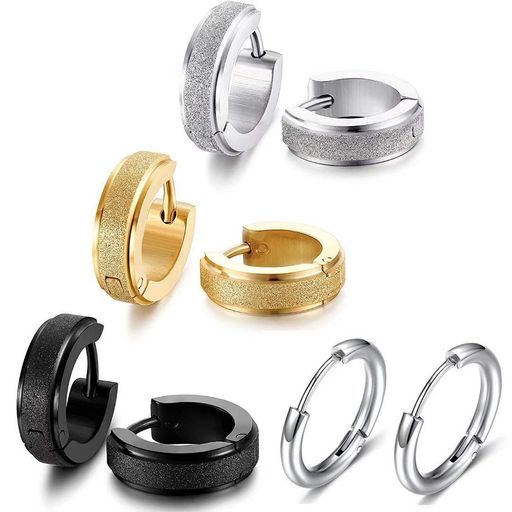 GOKEI フープピアス リングピアス シンプル 316Lサージカルステンレス 金属アレルギー対応 男女兼用 リング フープ ピアス メンズ レディース (4種...