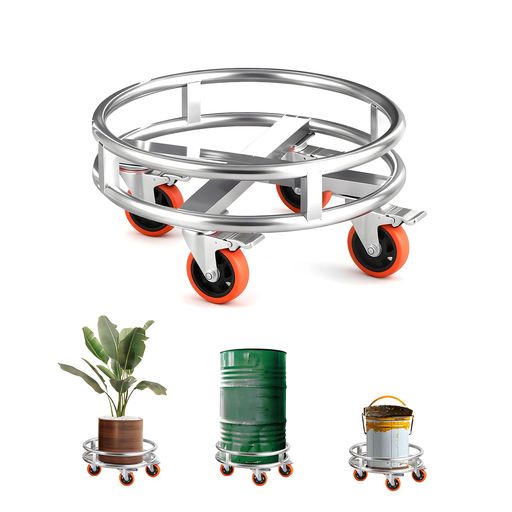 YASICA運搬用タンク台車寸胴鍋用ステンレス製全周ガイド型円形台車荷重300kg移動便利ドラム缶運搬車ド..