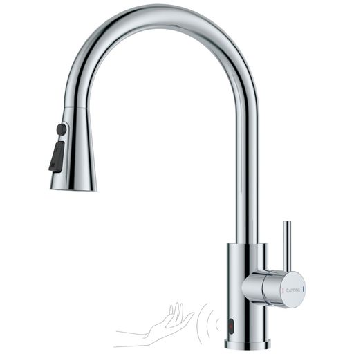 DAYONE非接触式キッチン蛇口クロムSUS304ステンレス赤外線センサー自動水栓360°回転50CM引き出し式混合..