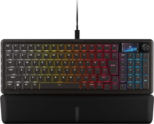CORSAIR VANGUARD 96 PRO 有線ゲーミングキーボード 96% 配列 Hall Effect メカニカル – MLX Hyperdrive リニアスイッチ, LCDスクリーン, Flashtap SOCD, 8000Hz, Elgato