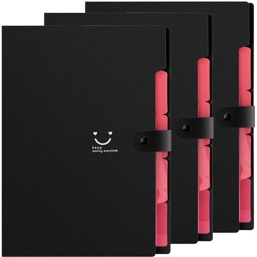 サムコスファイルフォルダA45仕切り書類収納ボックス5ポケットファイルケースA4スナップ式防水ポケット..