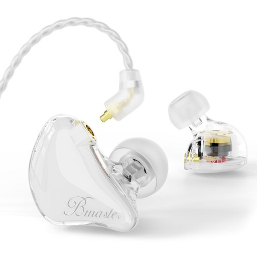 BASN Bmaster IEM モニターイヤホン トリプルドライバー インイヤーモニター 2本の着脱可能MMCXケーブル付属 音楽家/ドラマー向け カナル型有線イヤホン (White)