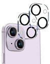 IPHONE14/IPHONE14PLUS用カメラレンズ保護カバー黒縁取り露出オーバー防止硬度9H全体保護液晶強化ガラスレンズ高透過率99%飛散防止極薄【2枚入り】(2)