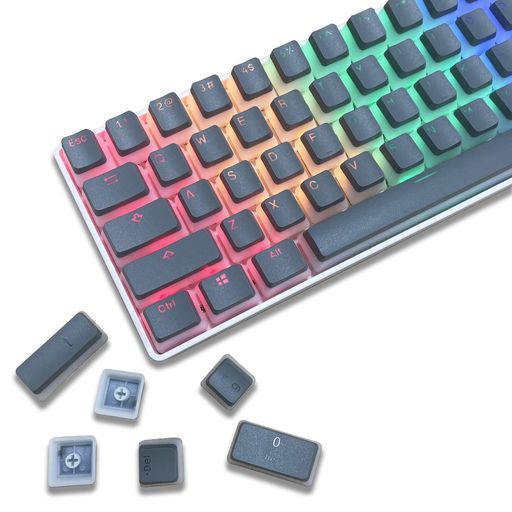 PBTプディングキーキャップ117キー、CHERRY GATERON MXスイッチ用の半透明レイヤー付きダブルショットOEMプロファイルキーキャップ、68/71/84/104メカニカルキーボード互換US-ANSIレイアウト(グレー)