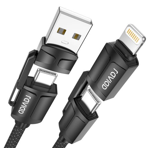 RAVIAD4in1充電ケーブルマルチ1M3AUSBTypeCケーブルiPhone充電ケーブル60WPDUSBCライトニングケーブルusb-c高速充電タイプcケーブルタイプcライトニング