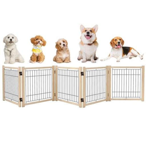 Oapetyペットゲートペットサークル折りたたみペットフェンス室内木製犬柵脱走飛び出し防止高さ58cm幅292cm倒れない設計簡単設置中小型犬用
