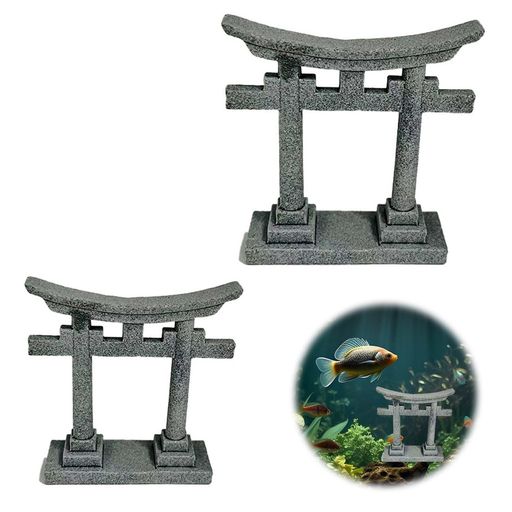 PAVIKE ミニチュア 神社 2個セット ミニチュア 神社 ゲート 水槽 アクセサリー 神社 かみさまのたな鳥居 アクアリウム オブジェ 和風 水槽の置物 アンティーク ガーデン 水族館 水槽 庭 アク…