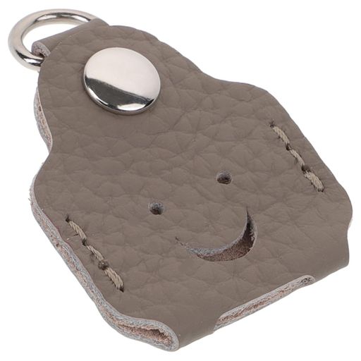 [LIFKOME]キーカバーグレー可愛い牛革キーキャップ笑顔スマイリーフェイスキーリング鍵番号ナンバー隠し防犯