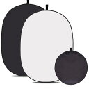 5x3.3フィート(1.5mX1m)黒と白を合わせた、Muslin綿(コットン)黒と白両面折り畳み可能、携帯式レフ板(リフレクター)、キャリーバッグ