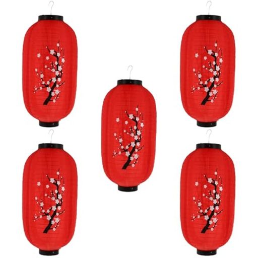 Table, Paper Lamps - Mobestech5個セットプラムブロッサム提灯防水屋外ランタンレストラン装飾用48Cmシルク&鉄製パーティーや店舗の和風ライト