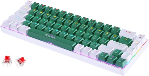 ABUCOW 68キーのメカニカルゲーミングキーボード、カラフルなバックライトとホワイトグリーンのキーキャップ付き - レッドスイッチを使用して、PCおよびMACでのプレミアムなタイピングおよびゲーム体験(WHITE-GREEN) ABUCOW 68キーのメカニカルゲーミングキーボード、カラフルなバックライトとホワイトグリーンのキーキャップ付き - レッドスイッチを使用して、PCおよびMACでのプレミアムなタイピングおよびゲーム体験(WHITE-GREEN)