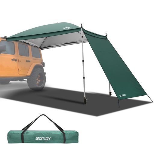Tents, Tarps - GOTIDYカーサイドタープワンタッチ車タープテンションポール伸縮版サイドタープサイドオーニングキャンプ4~6人用UV加工済210Dオックス生地高さ調整可能専用横幕/サイドシート1枚付属コン…