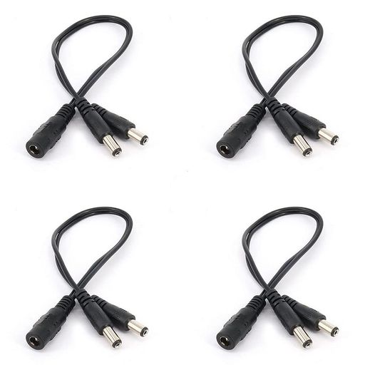 LOYELEYDC電源ケーブル4個セット2分岐ケーブル外径5.5mm内径2.1mm1メスー2オススプリッタケーブル防犯カメラ用LEDテープライト用CCTVカメラ用長さ20cmブラック