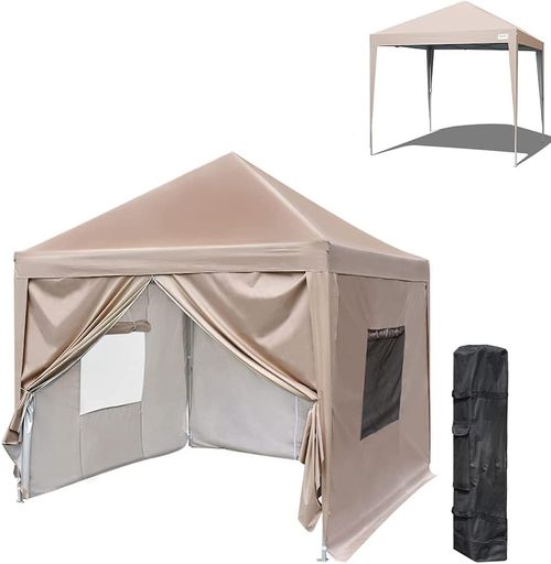 ADVANCE OUTDOOR ワンタッチ タープテント 3段階調節 3M/2.5M/2M UVカット 耐水 スチール キャンプ アウトドア 耐水専用横幕/サイドシート4枚付属 テント キャンプ用品 ワンタッチテント ター…