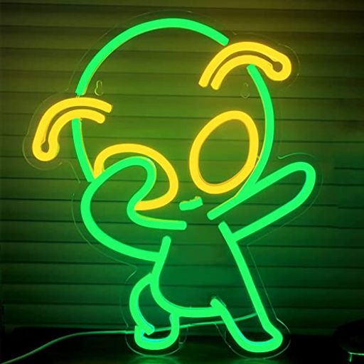 エイリアンネオンサイン、グリーンエイリアンネオンサイン、壁装飾ネオンサイン寝室バーバーパーティークラブLEDナイトライトサインギフト(37x29CM)