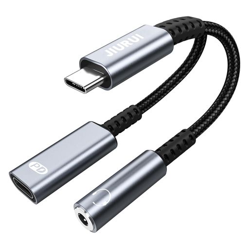 JIURUI イヤホンジャック 変換 タイプC 二股 USB c to 3.5mm イヤホン 変換アダプ...