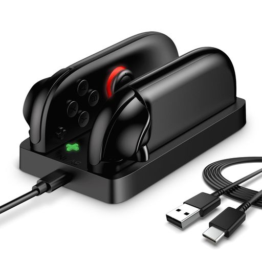 差し込むだけでかんたん充電。 Switch 2のJoy‐Conを本製品に差し込むだけで自動的に充電開始。カバー装着時でもそのまま充電可能で、取り外し・装着もスムーズです。 安心の4重保護設計。 過充電保護・高温保護・短絡(ショート)保護・過電圧保護を搭載し、長時間でも安全にお使いいただけます。 3時間でフル充電完了。 大容量バッテリーのJoy‐Conを約3時間でフル充電。急いでいる時や連続プレイにも最適です。 見やすい正負極表示&amp;LEDランプ。 充電スロット内に正(+)・負(-)極を明示し、差し込みミスを防止。LEDインジケーターは橙色が充電中、緑色が充電完了を示します。 コンパクト&amp;安定設置。 金属製プレートと底部の防滑パッドでしっかり固定。軽量・小型デザインにより、置き場所を選ばず持ち運びもラクラクです。