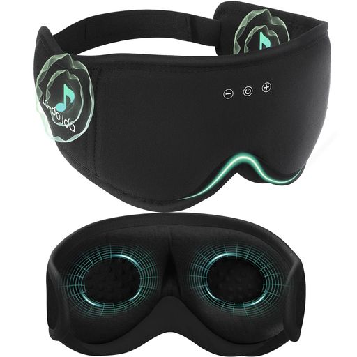 LC-DOLIDA アイマスク 睡眠用 竹布製 3D立体型 アイマスク 耳まで覆う USB 充電式 光の遮断 安眠 快眠 グッズ 旅行グッズ 軽量 男女兼用 洗濯可能 携帯用ケース付 ブラック