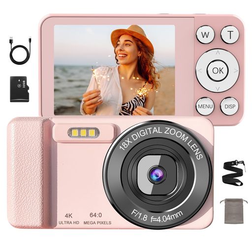 【2025年新モデル-初心者向け】デジタルカメラ4Kデジカメ6400万画素2.8インチ大画面タイムラプス録画自..