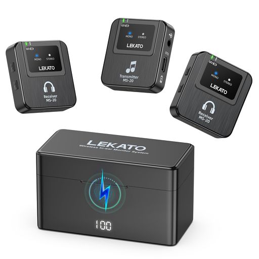 🎸【30時間のバッテリー寿命】LEKATOオールインワンポータブル充電式ワイヤレスインイヤーモニターシステム、ケース付きで30時間の使用時間、送信機1台+受信機2台を2回充電、2000mAhバッテリー容量、Type-Cケーブル、5V 2A充電ヘッドを使用、バンドの練習や演奏に最適です。 🎸【OTGオーディオ入力対応】スマートフォンやUSB-Cデバイスとプラグアンドプレイで直接接続できます。インイヤーモニターシステムを使用して、OTGインターフェース経由でスマートフォンに接続し、音楽を再生できます。一度ペアリングすれば、特別な設定は不要。自動ペアリング機能を搭載。接続して電源を入れるだけで使えます。 🎸【1つの送信機から複数の受信機へ】当社のIEMモニターワイヤレスシステムは、1台の送信機から複数の受信機(最大10ペア)へ同時に信号を送信できます。LEKATOのインイヤーモニターはクリップ式デザインで非常にコンパクトで、シャツやジーンズのポケットなど、様々な場所に簡単に取り付けることができます。ライブやギグを頻繁に行う場合、バンドセットや持ち運びに最適です。