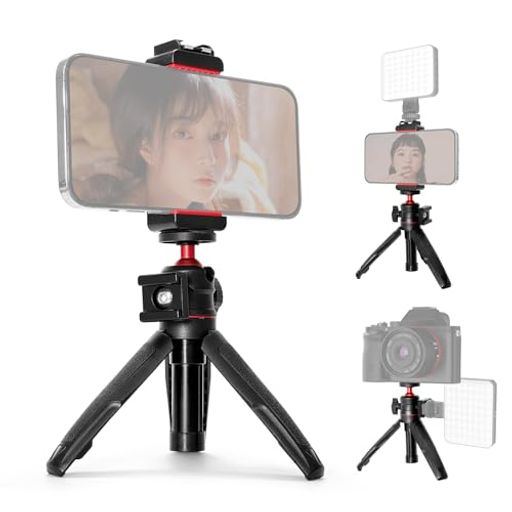 Rakuten - SmilingSharkミニ三脚TR01【360°自由雲台&スマホクリップ】カメラ三脚3段伸縮自撮り棒小型軽量1/4ネジコールドシュー折りたたみ多用途持ち運び便利卓上三脚安定ビデオライトと併用可能