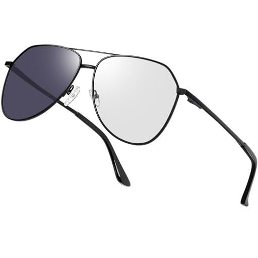 Sunglasses - [Joopin]サングラスティアドロップメンズレディース偏光uvカット運転用スポーツゴルフ釣り野球(ブラック/調光)