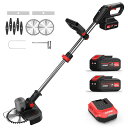 ナウィン充電式草刈り機ブラシレスモーター搭載20V4.0Ah大容量バッテリー2個付属伸縮式(93-127cm)最大9インチ刃対応芝生/雑草/畑作業用静音設計軽量電動草刈機家庭用/農園用(9インチ式)