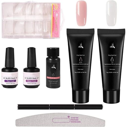ジェルネイルセット長さだしポリジェルセットネイルポリジェルセットオールインワンマニキュアキットポリジェルマニキュアスーツ15mlUV/LED対応長さだしチップ簡...