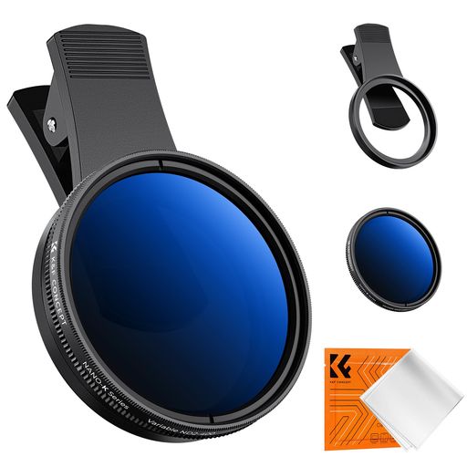 K&FCONCEPTNDフィルター52mmスマホクリップに付き回転可能着脱簡単可変ND2-ND400フィルターforiPhone161514131211減光量調整スマホ用カメラレンズ