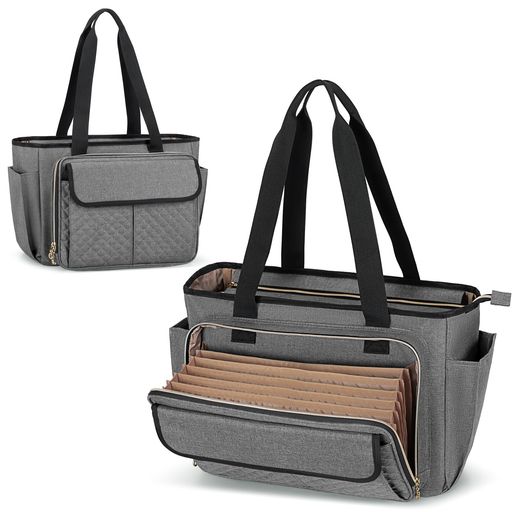 Rakuten - [Luxja]教師バッグオフィストートバッグファイル仕切りポケット付き15.6インチPC対応A4通勤通学出張多機能グレー