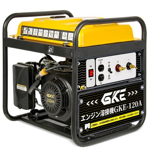 GKE純正 発電機兼用溶接機 ガソリンエンジン溶接機 最大出力1.0KVA DC出力 直流溶接電源 正弦波出力 家庭用電可 ガソリン発電機兼用アーク溶接機 2024年新シリーズ 溶接定格出力電流(DC120A) 使用溶接棒(MM)1.4~3.2