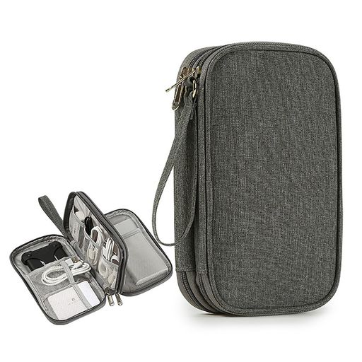 Oriryaガジェットポーチ大容量小物収納ケース2層式ケーブル収納バッグトラベルポーチ撥水コンパクトス..