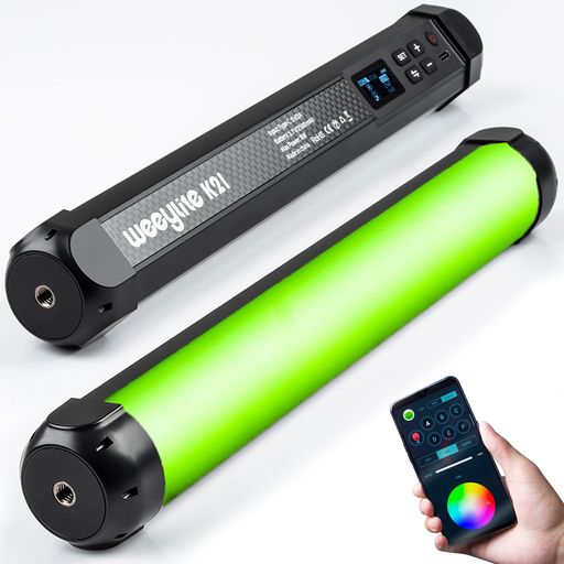 LED ビデオライト RGB 照明 撮影用 スティック ライト カメラ ライト 磁石式 ハンドヘルドライト USB充電式 2500K~8500K 2500MAH 第三弾 WEEYLITE K21 定常光ライト アプリ調光 RA95+ 1/4ネジ穴